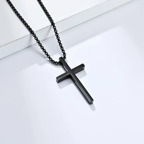 Titanium Steel Cross Necklace For Men Women Black Gold Silver Color