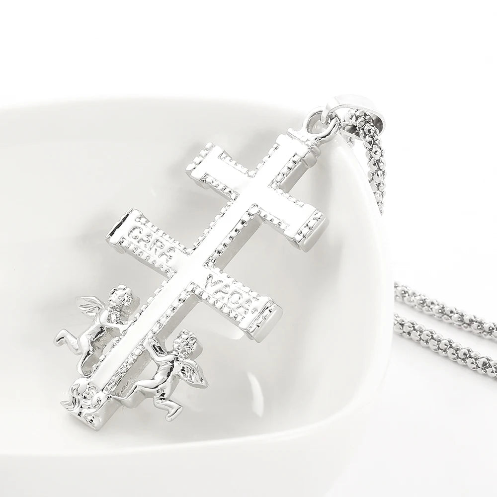 Catholic Caravaca Crucifix Orthodox Russian Cross Necklace Pendant