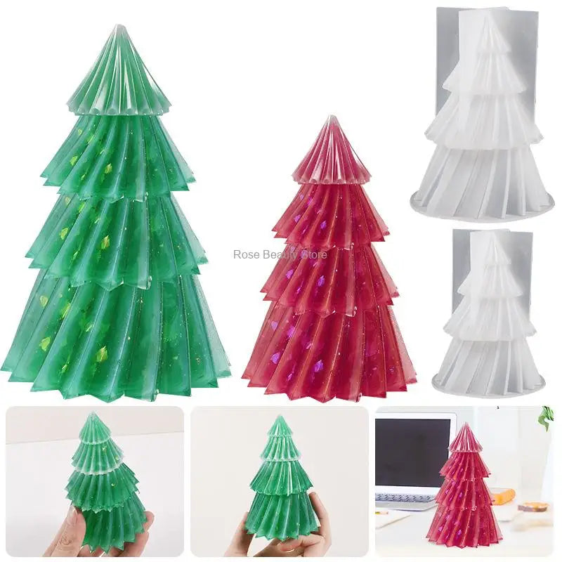 3D Christmas Tree Candle Silicone Mold DIY Christmas Candle Making Kit
