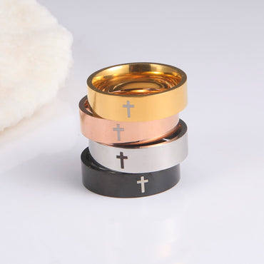 Skyrim Stainless Steel Cross Ring Men Women Christian Jesus Christ
