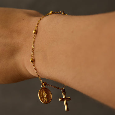 Lady of Guadalupe X Cross Rosary Bracelet