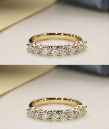 Round Moissanite Gold Plated Brass Wedding Ring Pack of 2