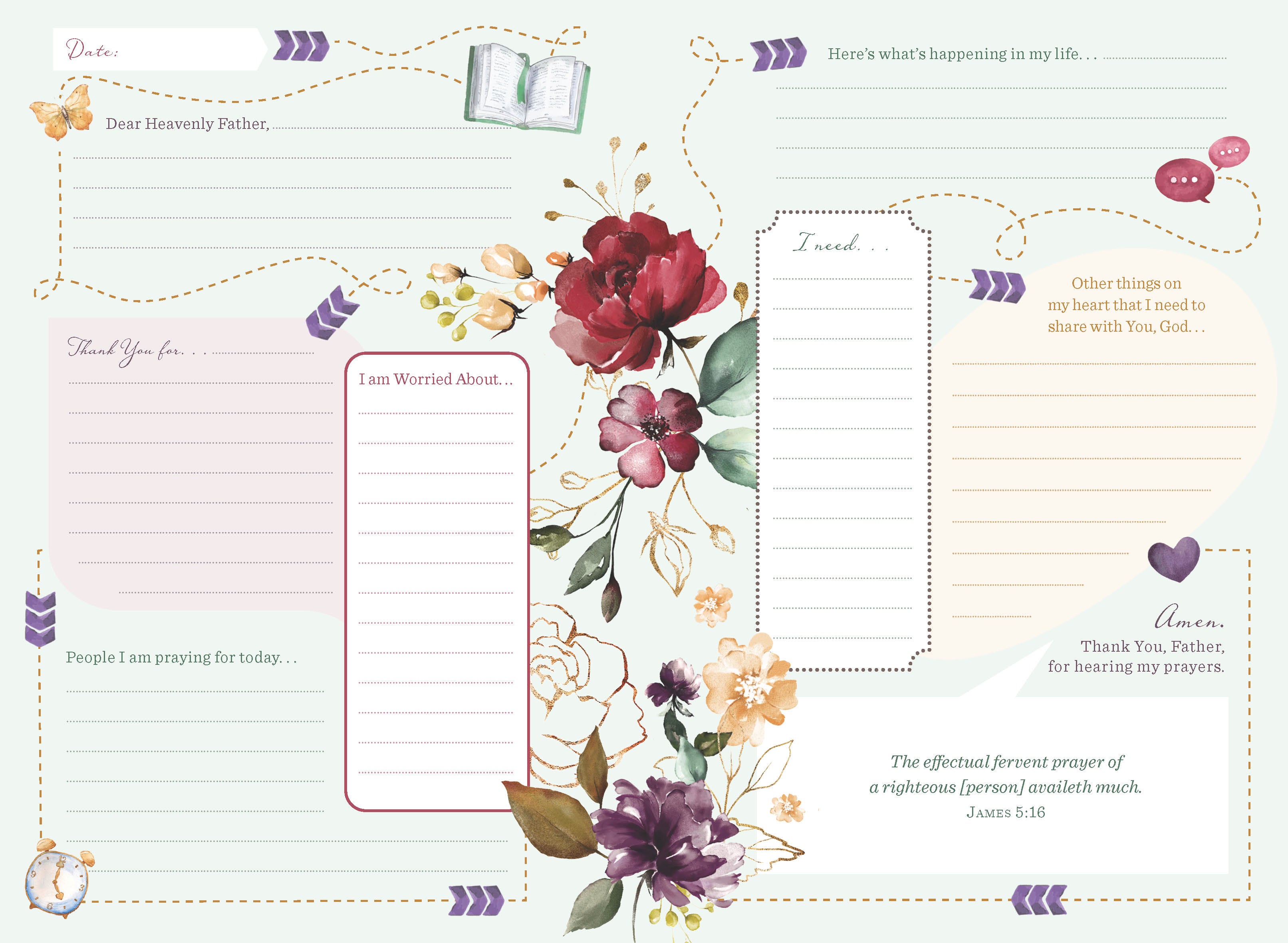 The KJV Prayer Map® Bible [Mint Blossoms]