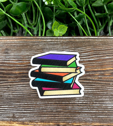 Book Stack Sticker, Love Reading, Die Cut Sticker, Graphic Art
