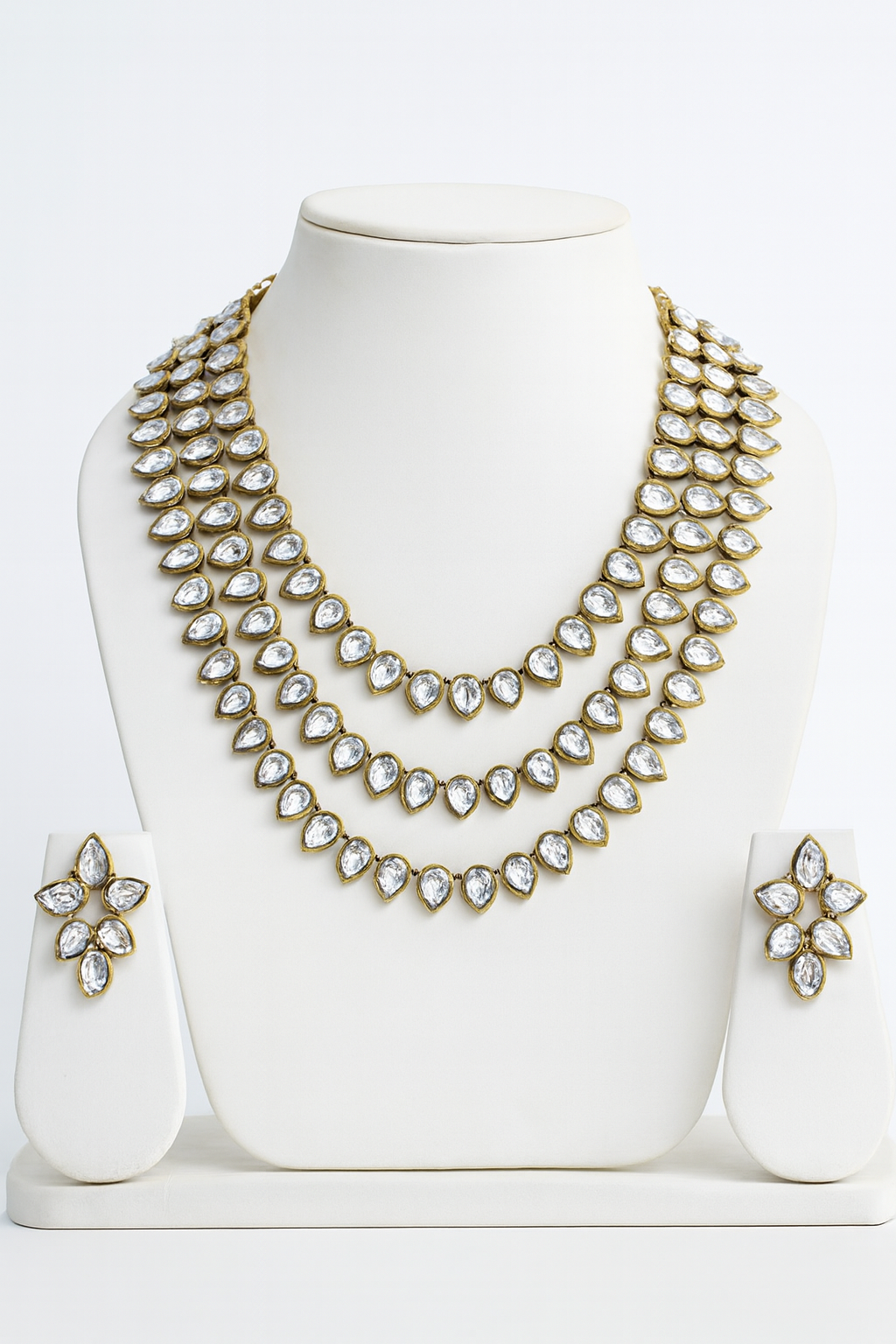 Gold Pearl Leaf Jewelry Set with Perfume Accent