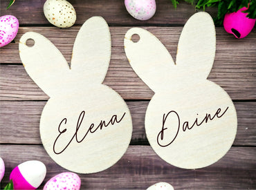 Personalized Easter Basket Name Tag - Minimalist Egg and Bunny Design