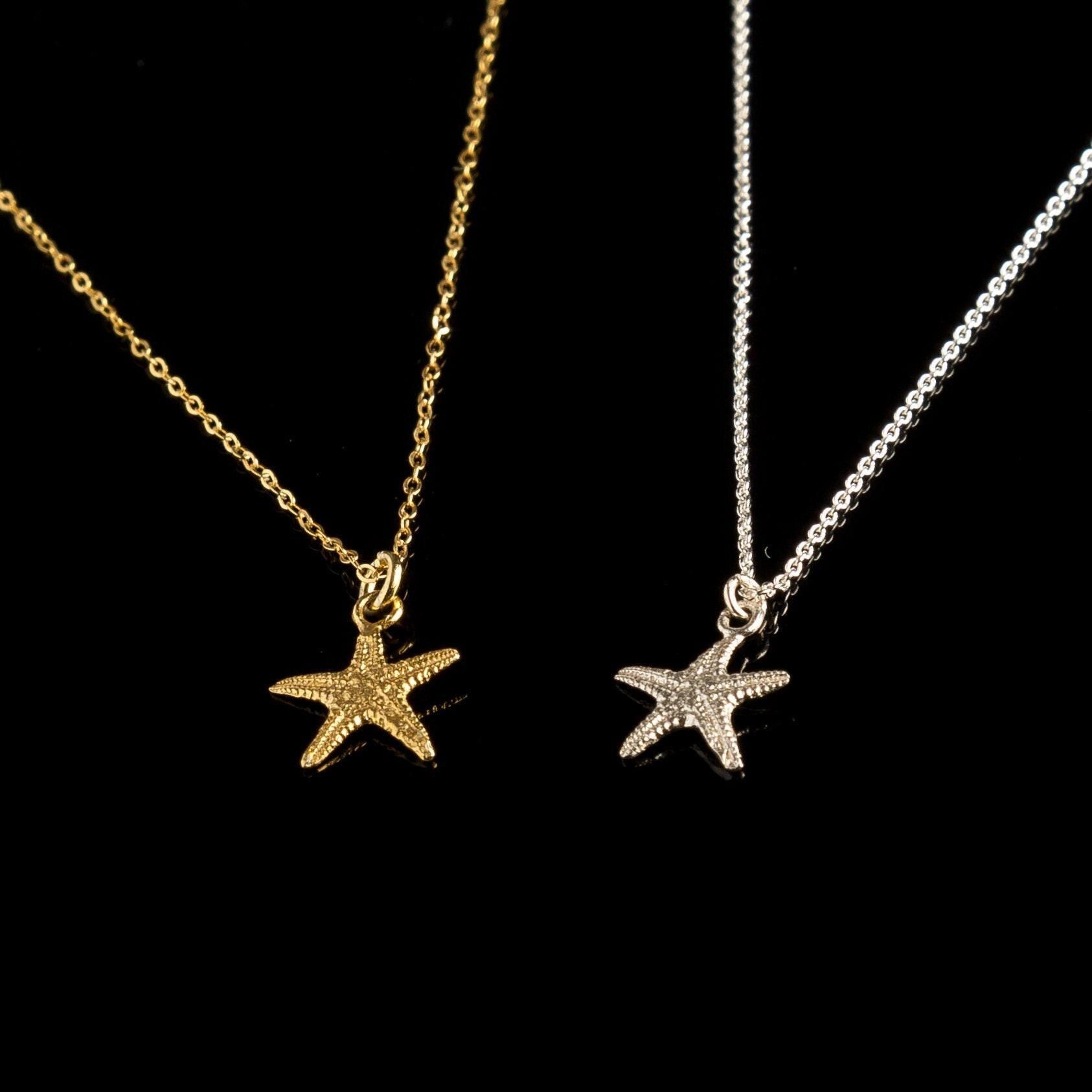 Tiny Starfish Necklace – Gold Plated Sterling Silver Dainty Pendant