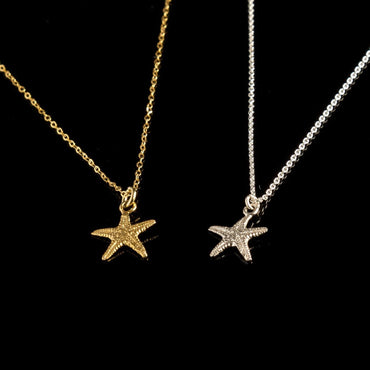 Tiny Starfish Necklace – Gold Plated Sterling Silver Dainty Pendant