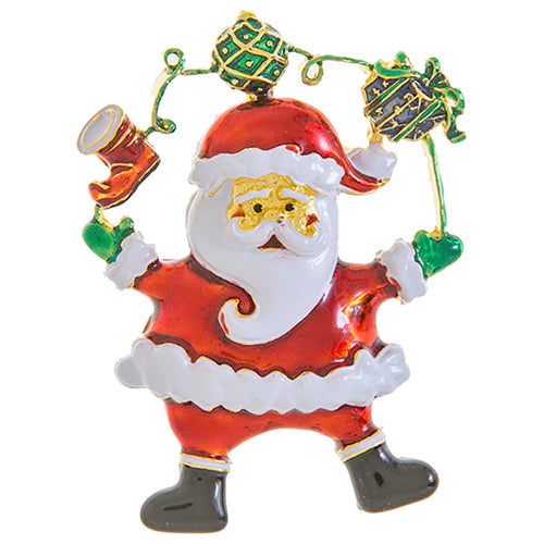 Christmas Jewelry Holiday Enamel Jolly Santa Gift Accent Brooch Pin