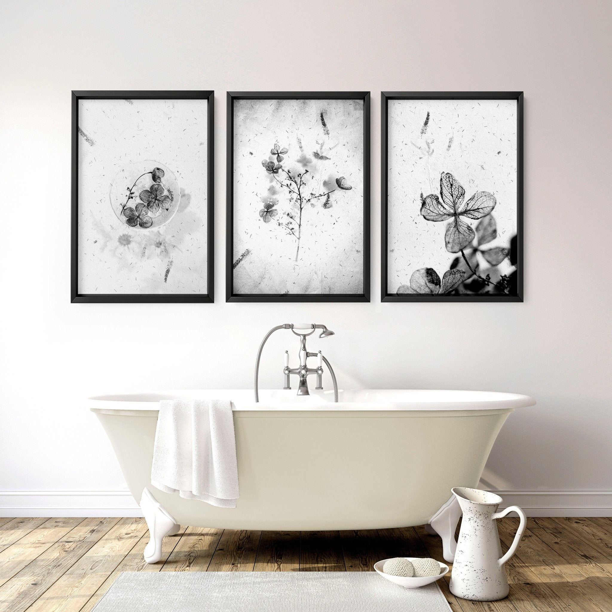Modern bathroom wall decor ideas | Set of 3 wall art prints