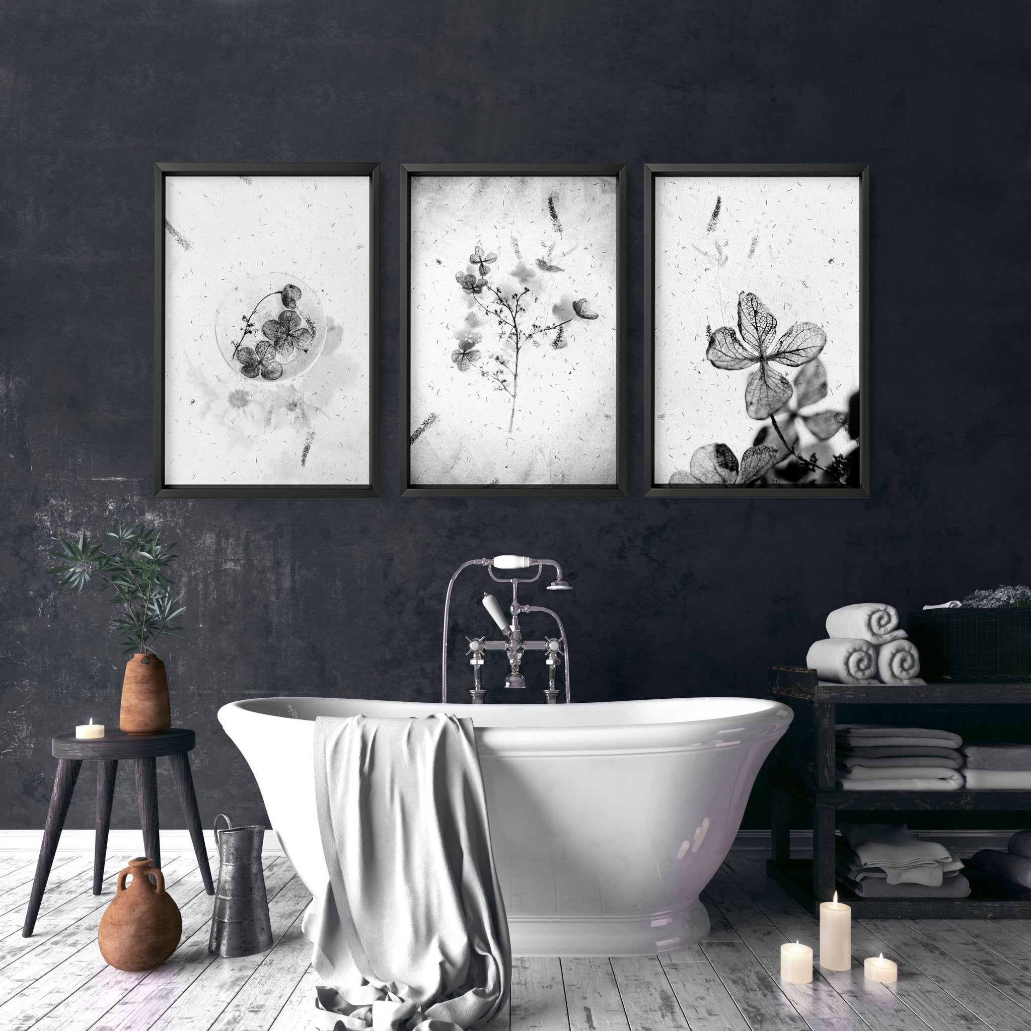 Modern bathroom wall decor ideas | Set of 3 wall art prints