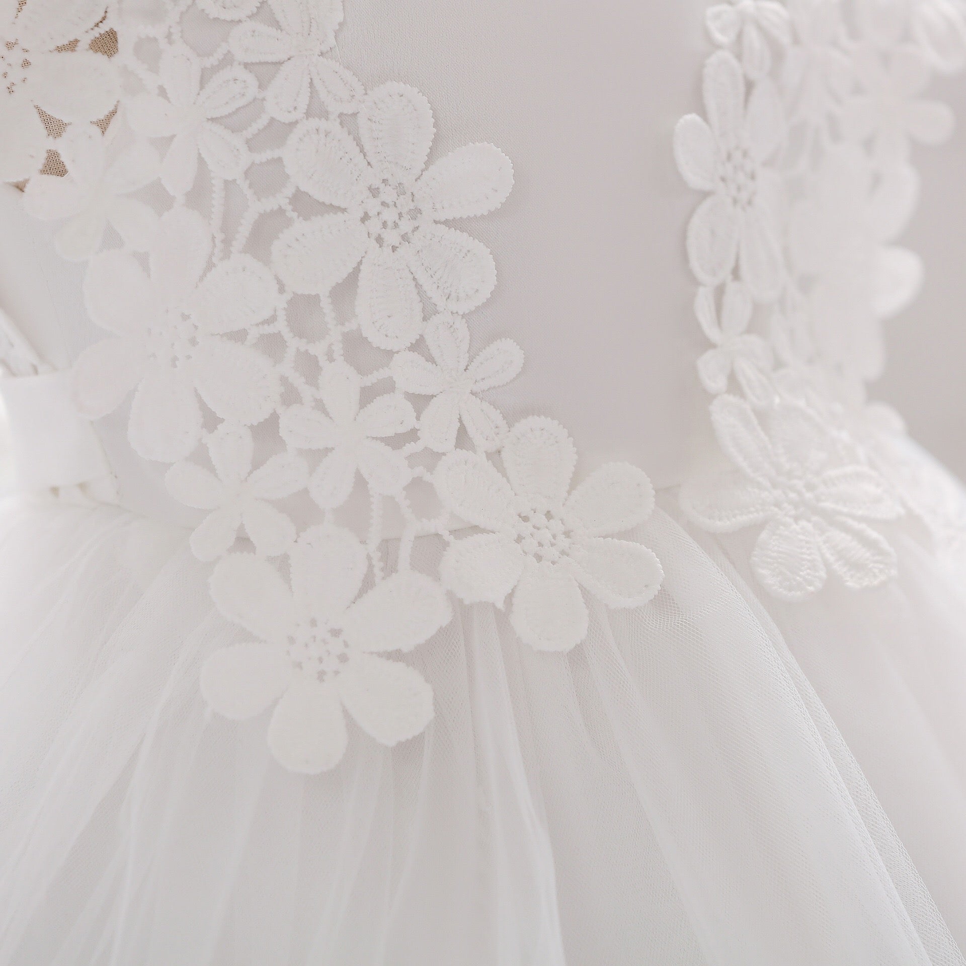 Baby Girl Floral Patched Graphic Mesh Tutu Dress Birthday Baptism