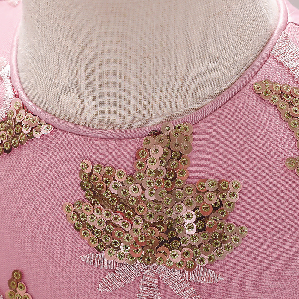 Baby Girl Sequins Patched Design Sleeveless Tutu Style Baptism