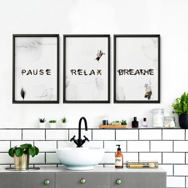 Wall decor for bathroom | set of 3 relaxing wall art